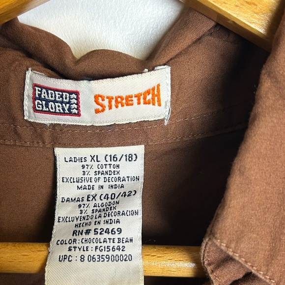 Y2k Faded Glory Brown Lace-Up Button Down Blouse Corset style Goth Fairy Sz XL - Picture 7 of 9